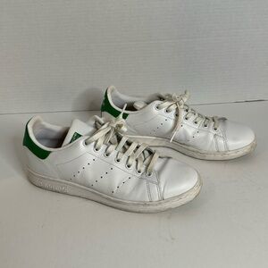 ADIDAS Stan Smith Originals Kelly Green Logo White Leather Upper Womens Size 8.5